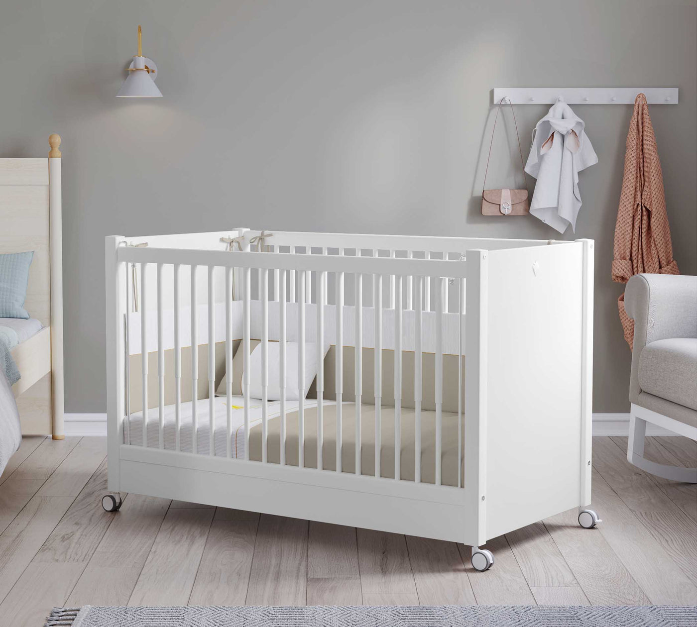 With Wheel Baby Bed White (60x120 cm)