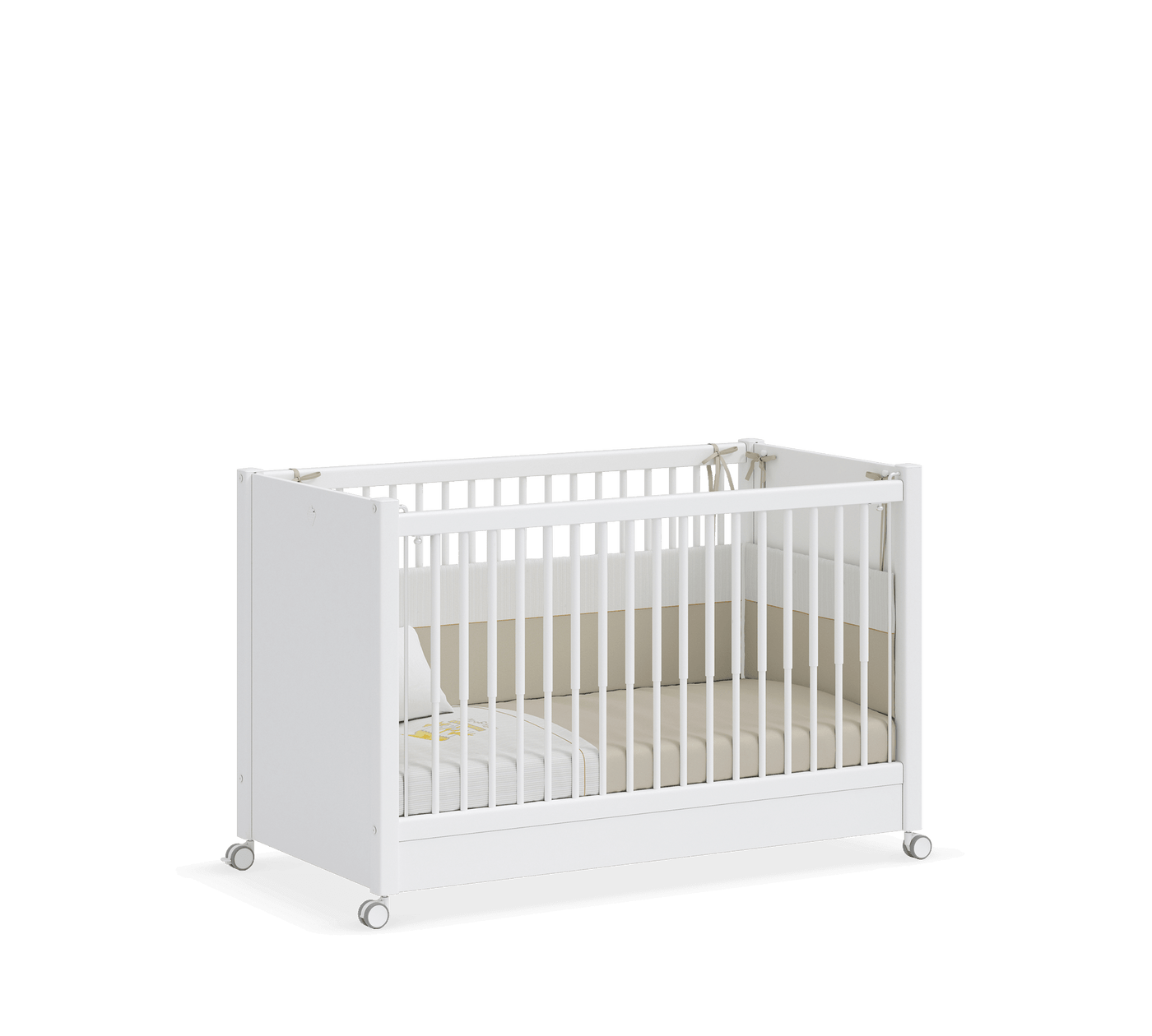 BABY BED WHITE НА КОЛЕСАХ (60x120 см)