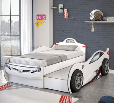 COUPE, سرير سيارة (سرير صديق) (أبيض) (90X190 - 90X180 سم)