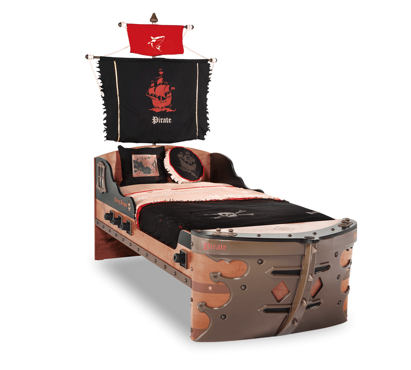 PIRATE, سرير سفينة القراصنة (90 × 190 سم)