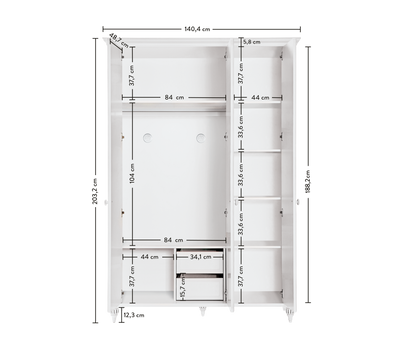 Romantic Kleiderschrank mit 3 Türen