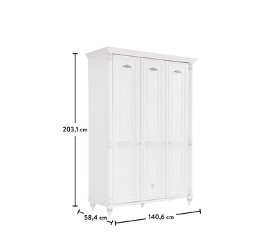Romantic Kleiderschrank mit 3 Türen