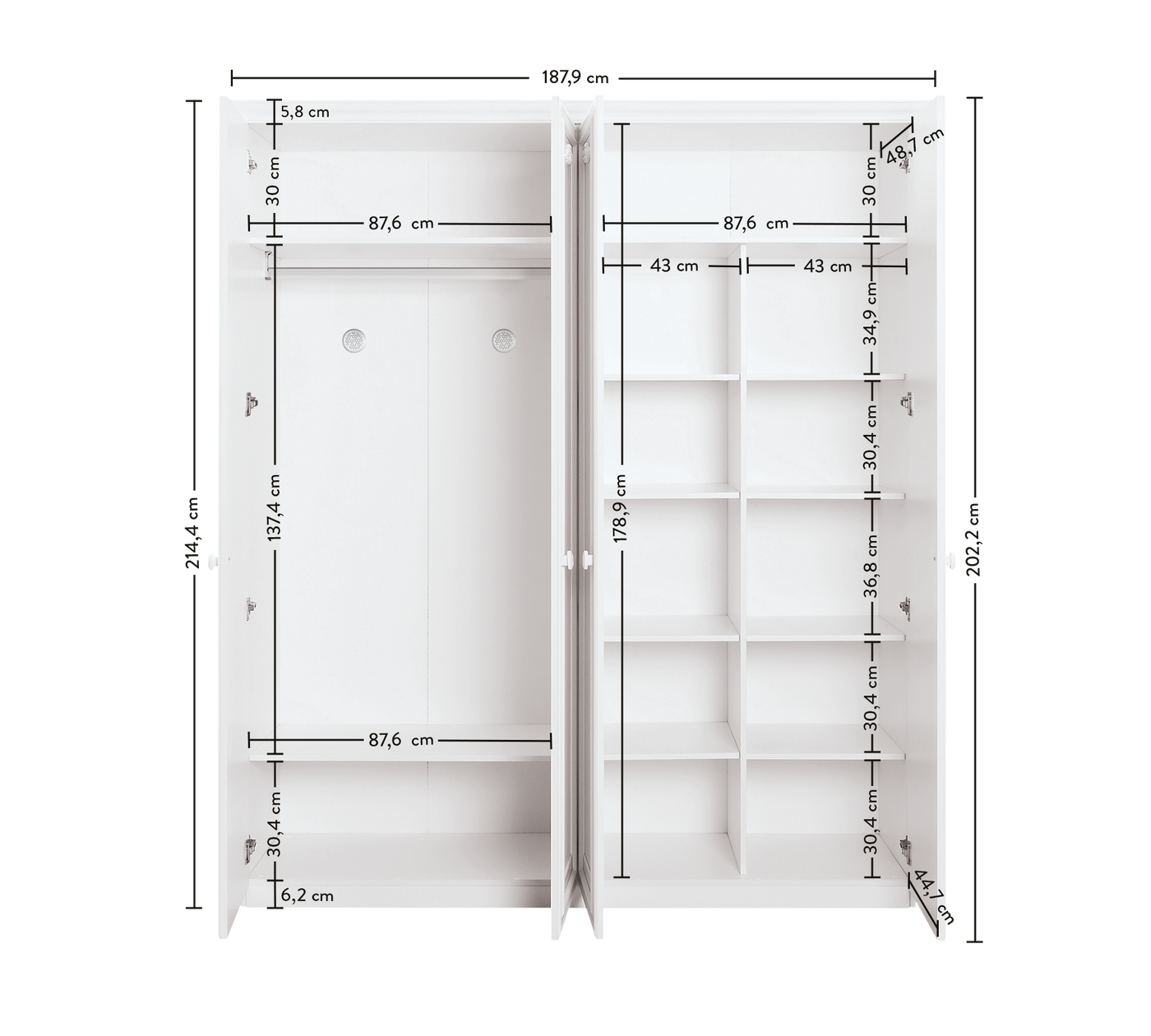 Romantica 4 Türen Kleiderschrank