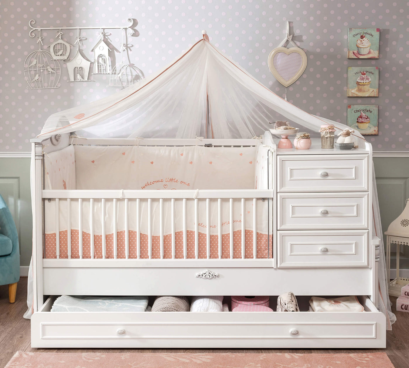 Romantic Convertible Baby Bed (With Parent Bed) (80x180 cm)