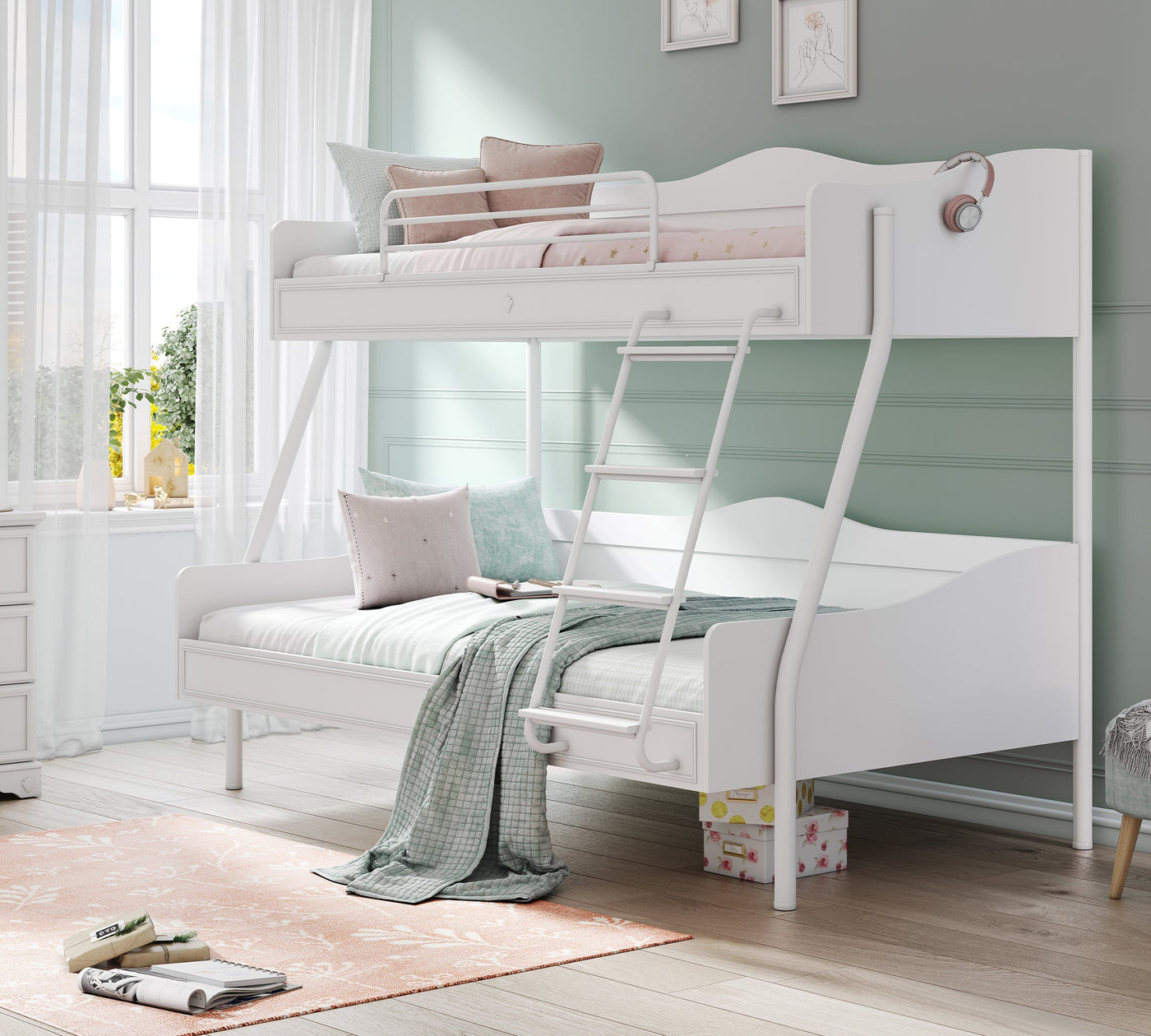 Romantic Large Bunk Bed (90x200-120x200 cm)