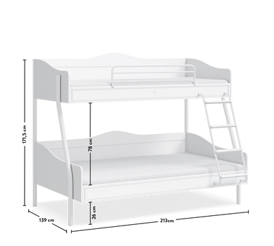 Romantic Large Bunk Bed (90x200-120x200 cm)