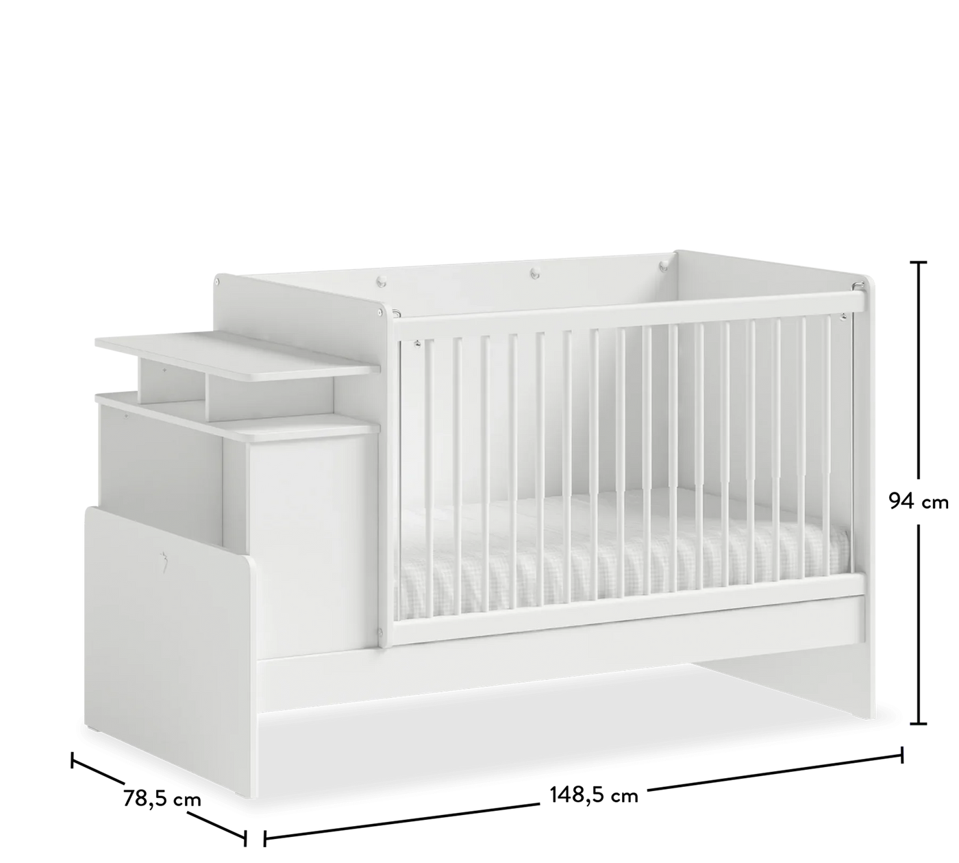 Baby Cotton Convertible Baby Bed With Table And Telescopic Handrails (70x115-70x145 cm)