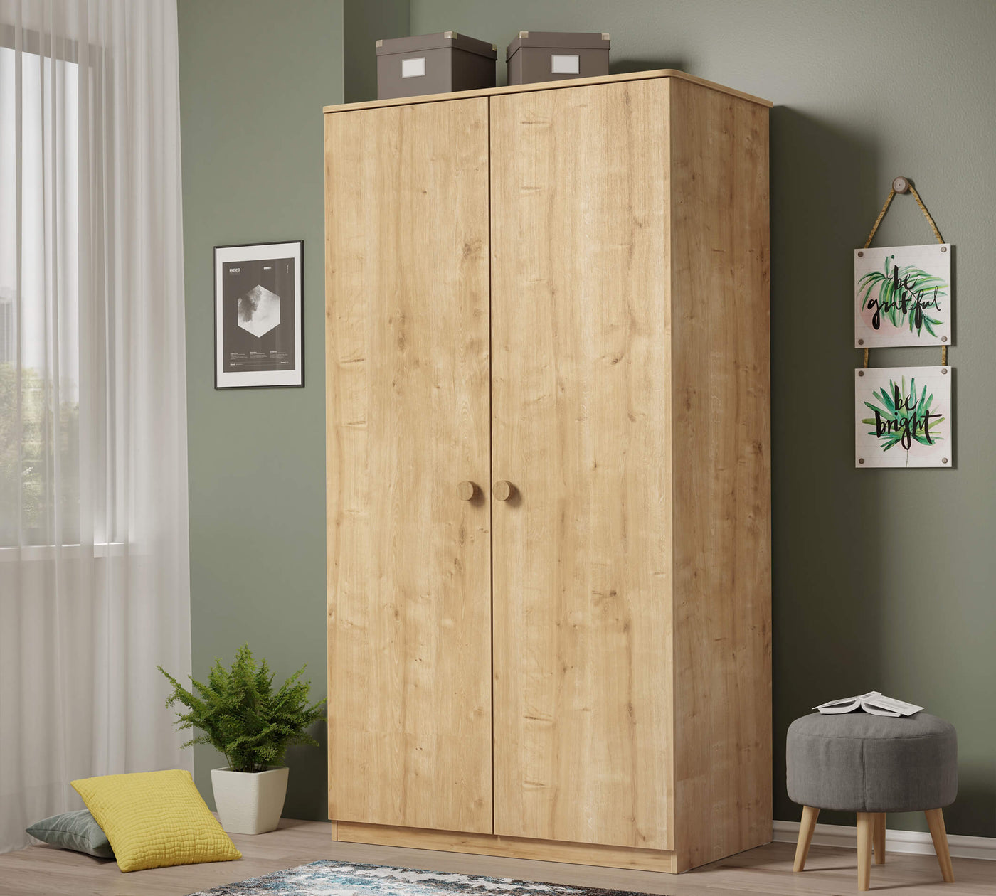 Mocha 2 Doors Wardrobe