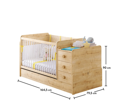 Mocha Swinging-Convertible Baby Bed (70x115-70x160 cm)