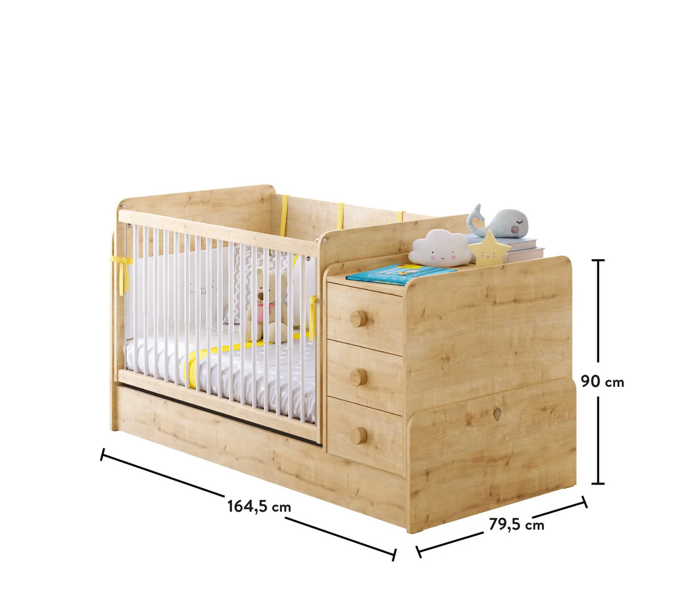 Mocha Swinging-Convertible Baby Bed (70x115-70x160 cm)