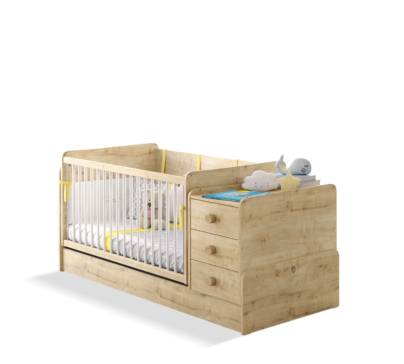 Mocha Swinging-Convertible Baby Bed (70x115-70x160 cm)