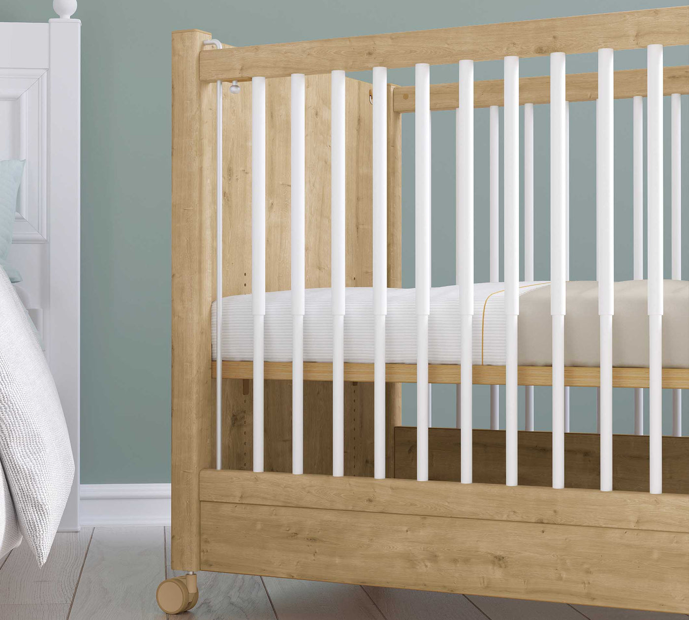 BABY BED OAK НАКОЛЕСАХ (60x120 см)