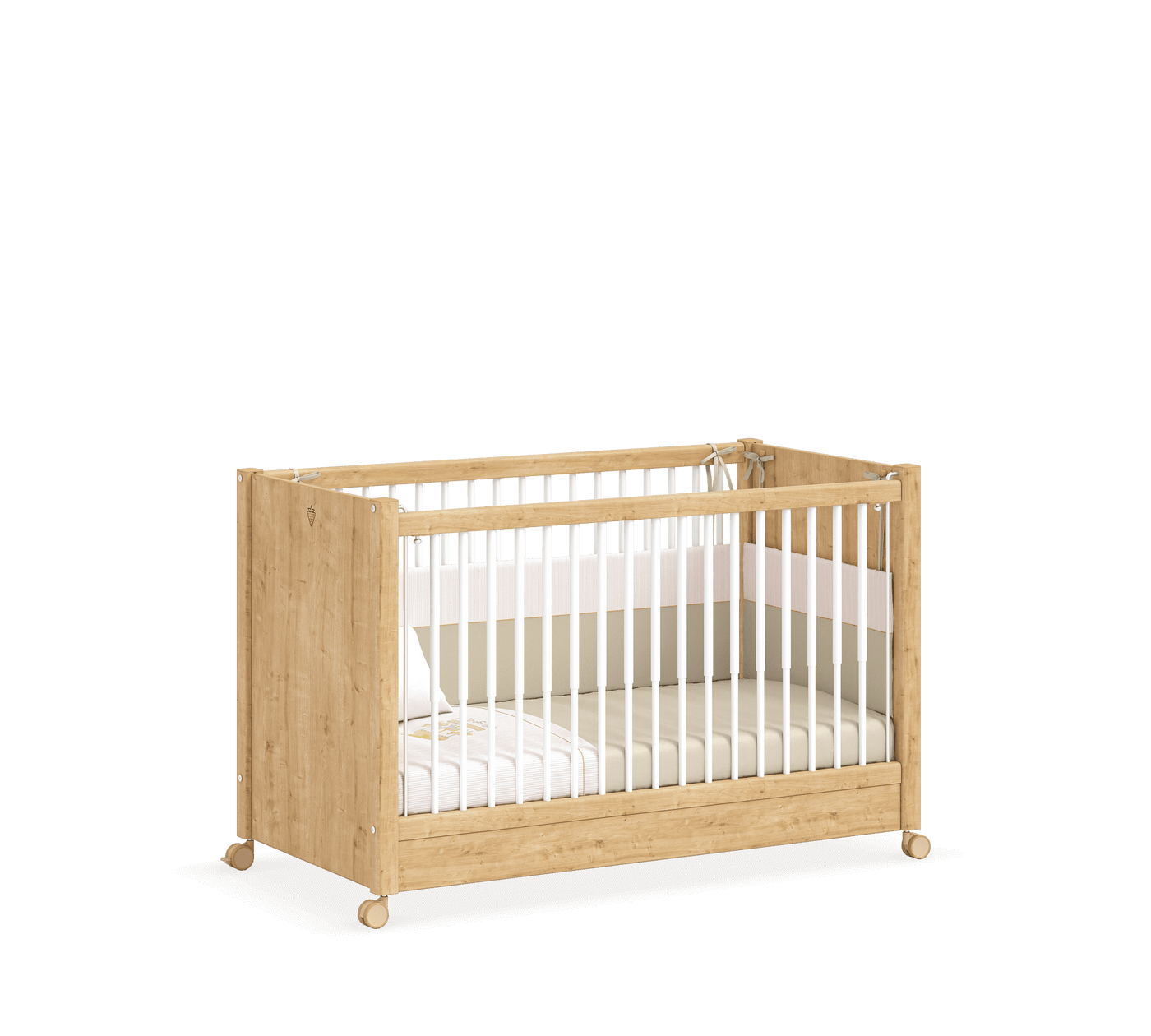 BABY BED OAK НАКОЛЕСАХ (60x120 см)