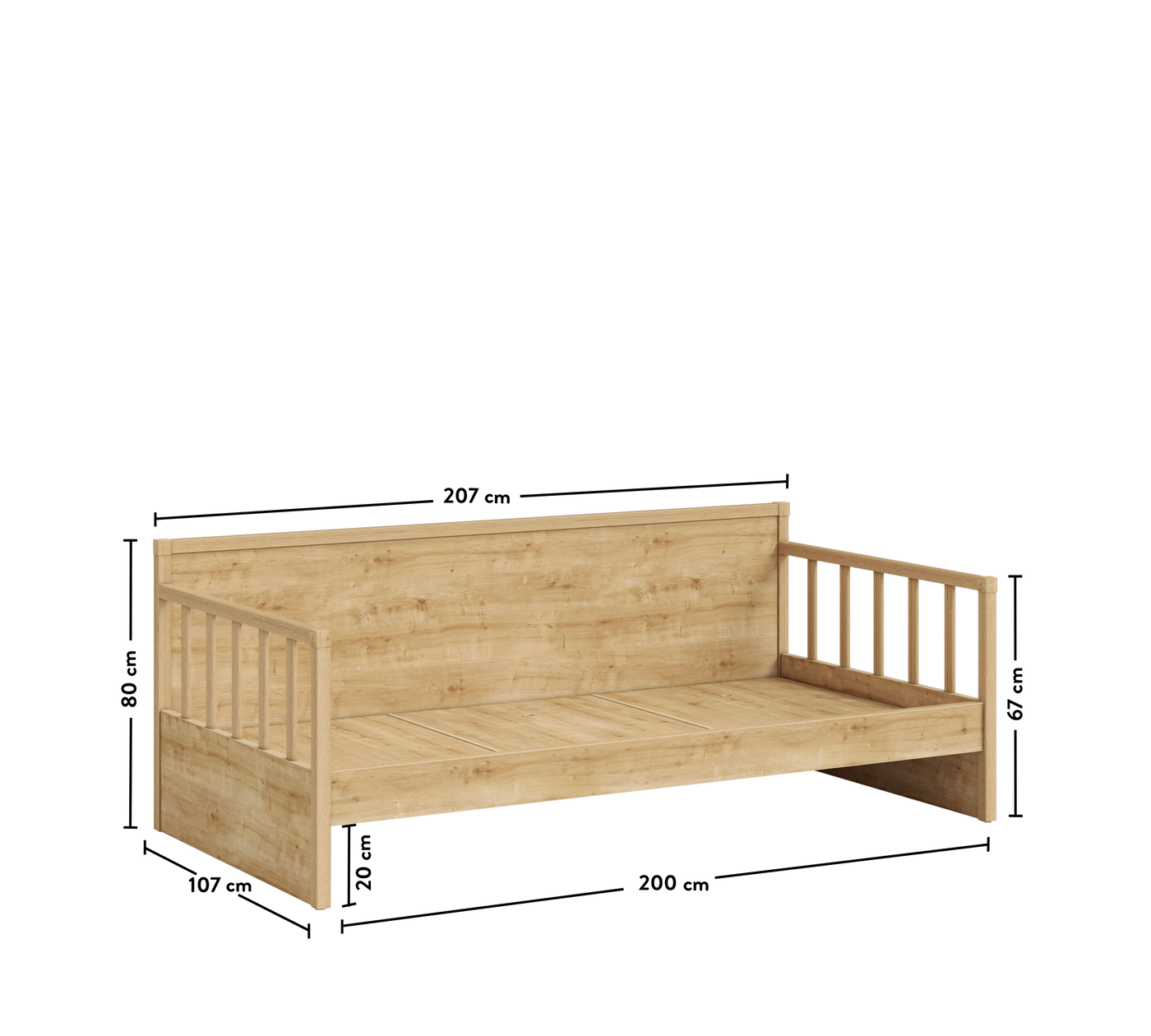 Daybed Bed Without Roof-Mocha (With Pull-out Bed)(100x200 cm)