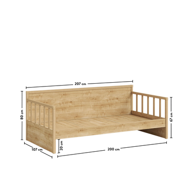 Daybed Bed Without Roof-Mocha (With Pull-out Bed)(100x200 cm)