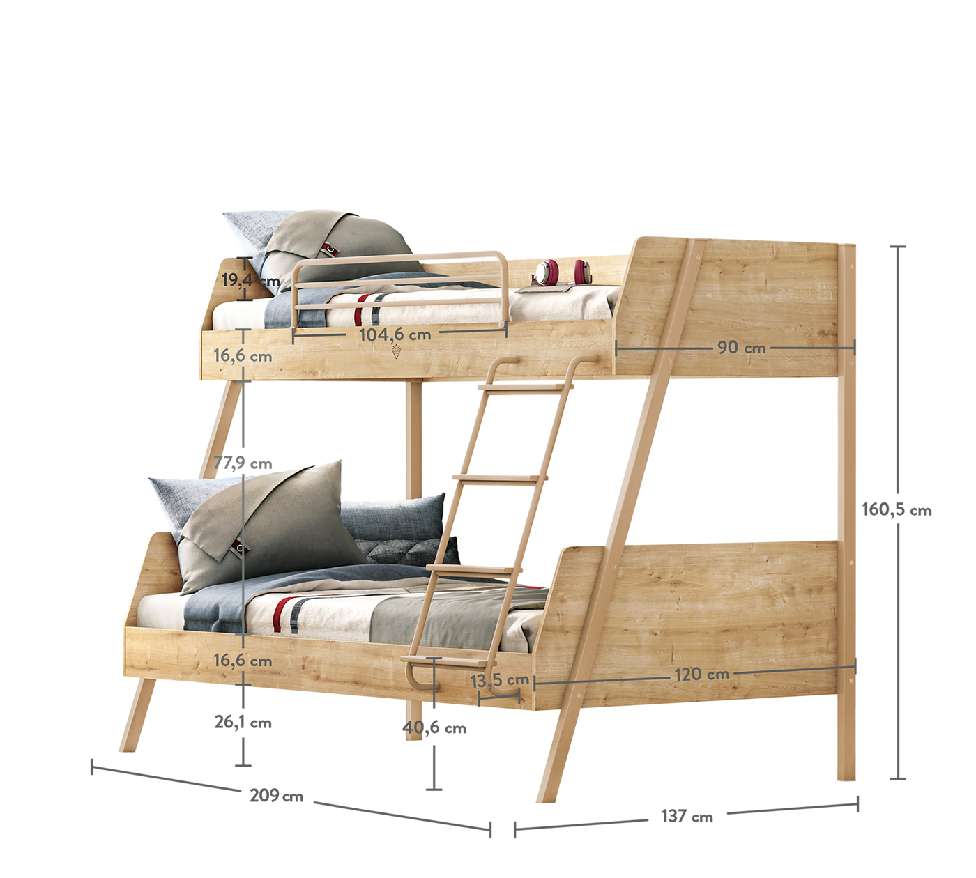 Mocha Large Bunk Bed Wood (90x200-120x200 cm)