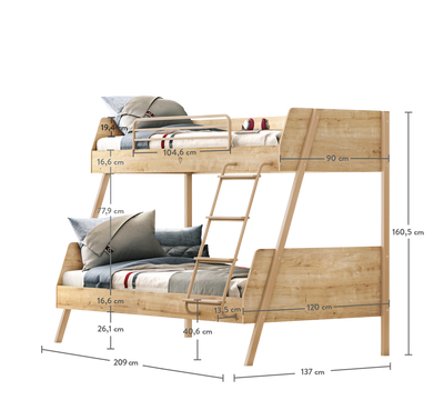 Mocha Large Bunk Bed Wood (90x200-120x200 cm)