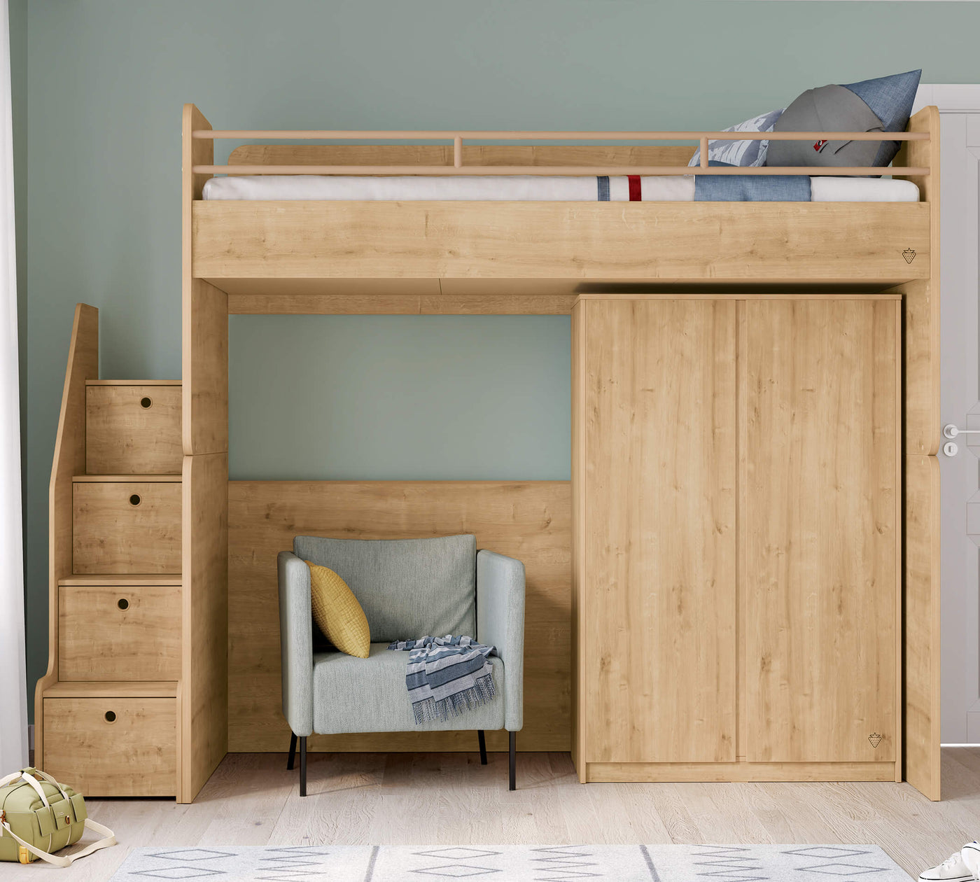 Mocha Studio Staircase With Cabinet Oak