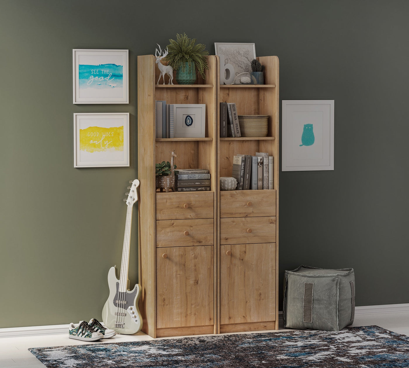 Mocha Bookcase With Drawer