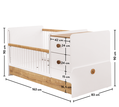 Natura Baby St Convertible Baby Bed (75x160 cm)