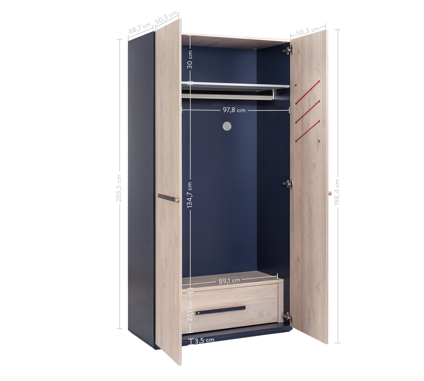 Trio 2 Doors Wardrobe