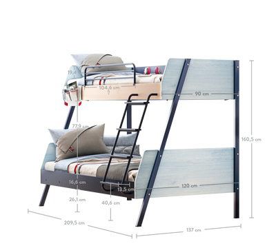 Trio Large Bunk Bed (90x200-120x200 cm)