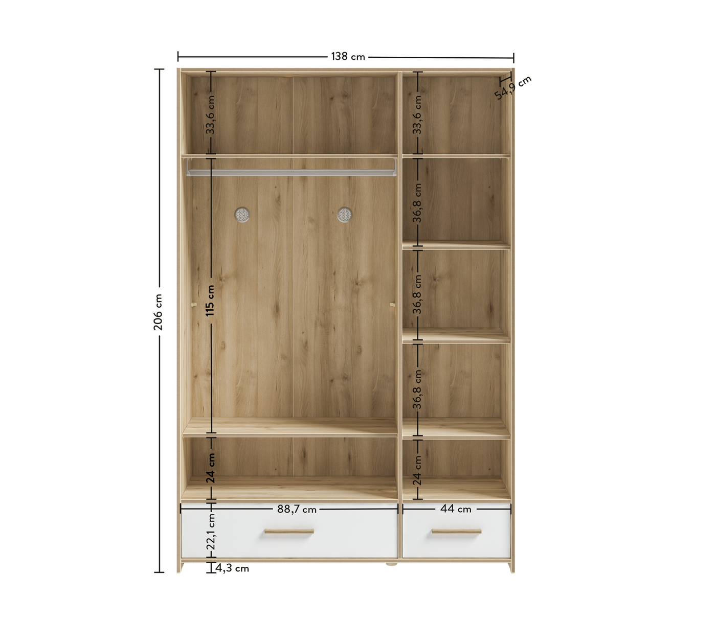 Modera Kleiderschrank mit 3 Türen