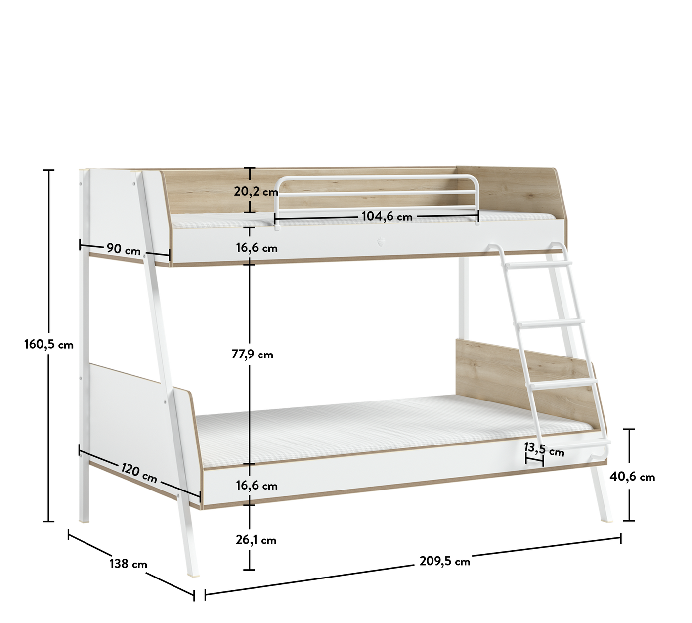 Modera Large Bunk Bed (90x200-120x200 cm)