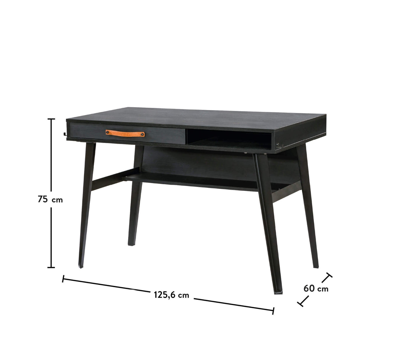 Dark Metal Line Study Desk With Unit