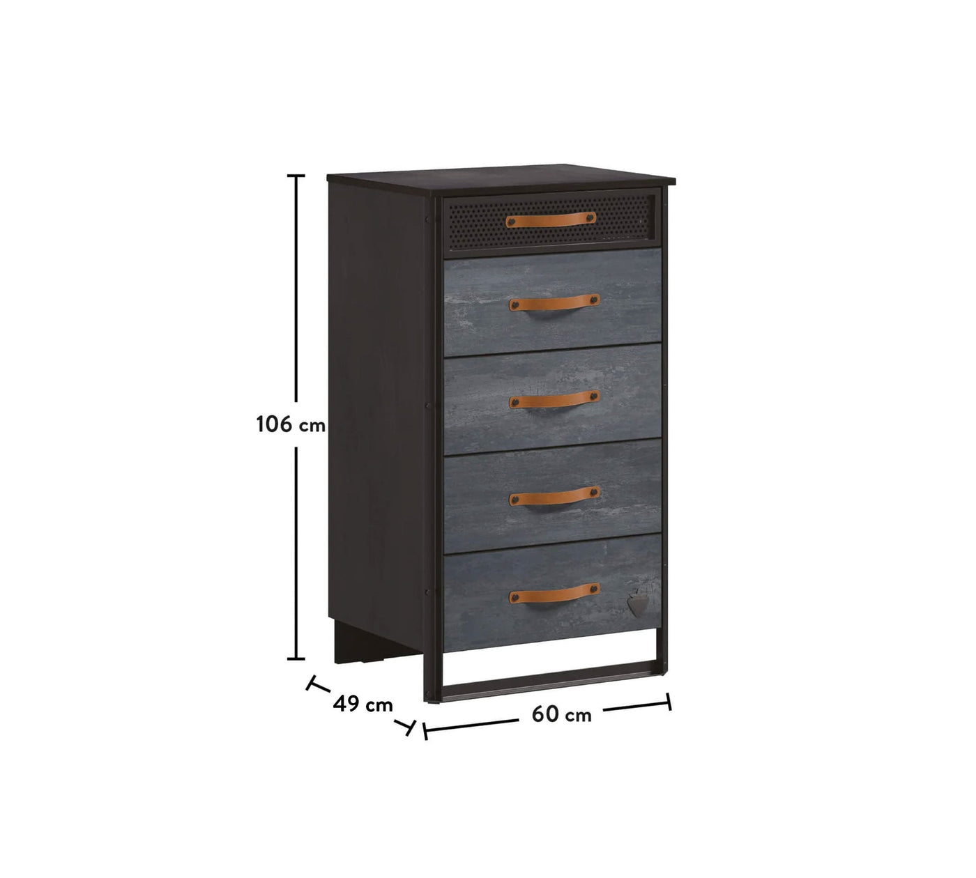 Dark Metal Tall Dresser