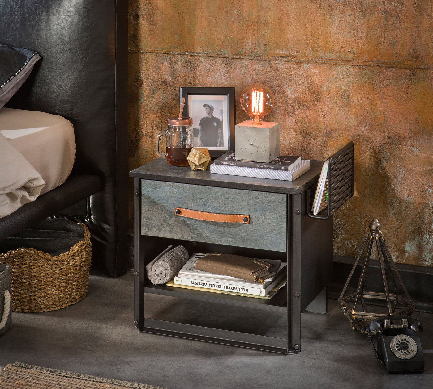 Dark Metal Nightstand