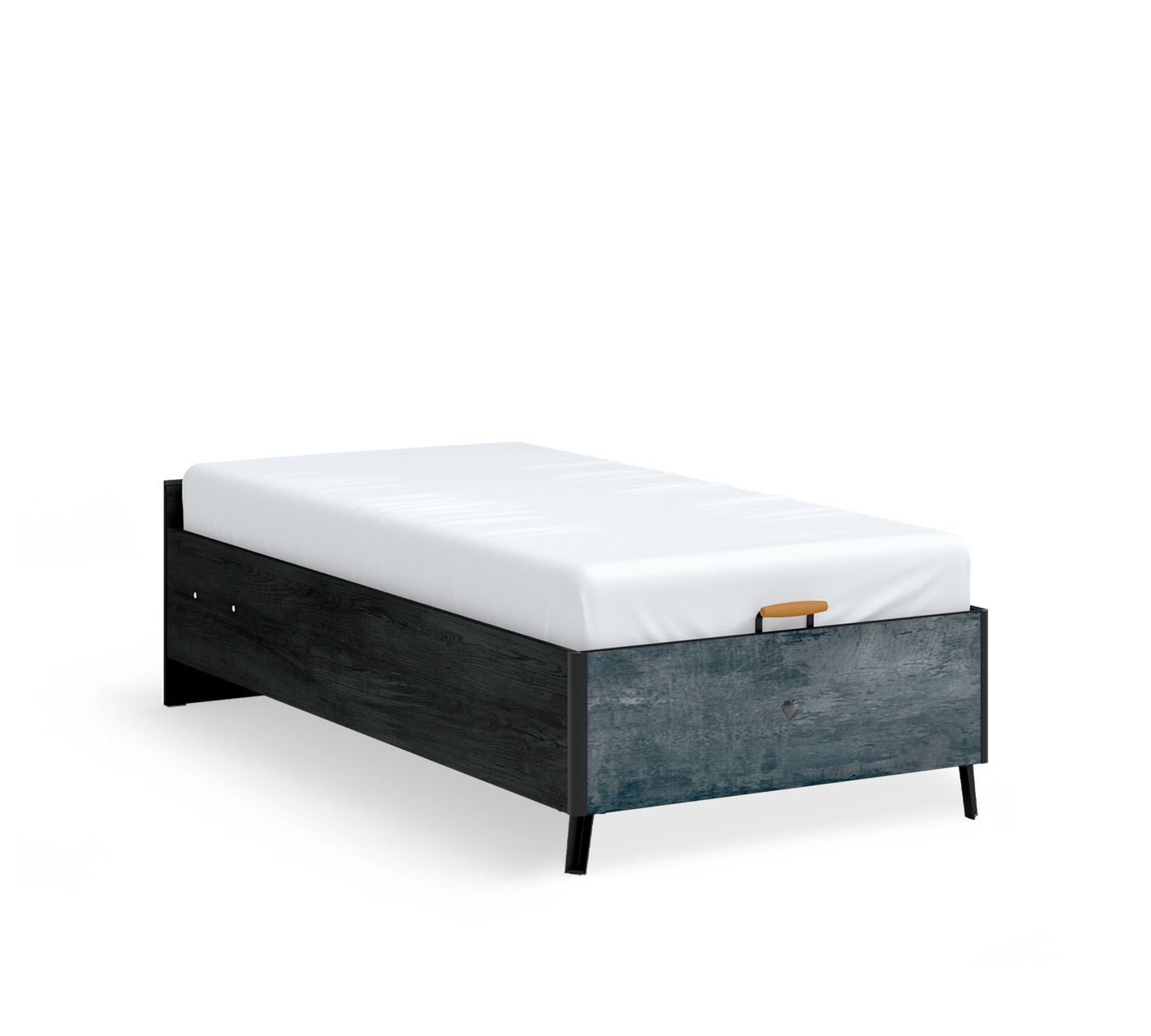 Dark Metal Headless Bed With Base (100x200 cm)