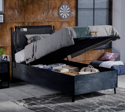 Dark Metal Headless Bed With Base (100x200 cm)