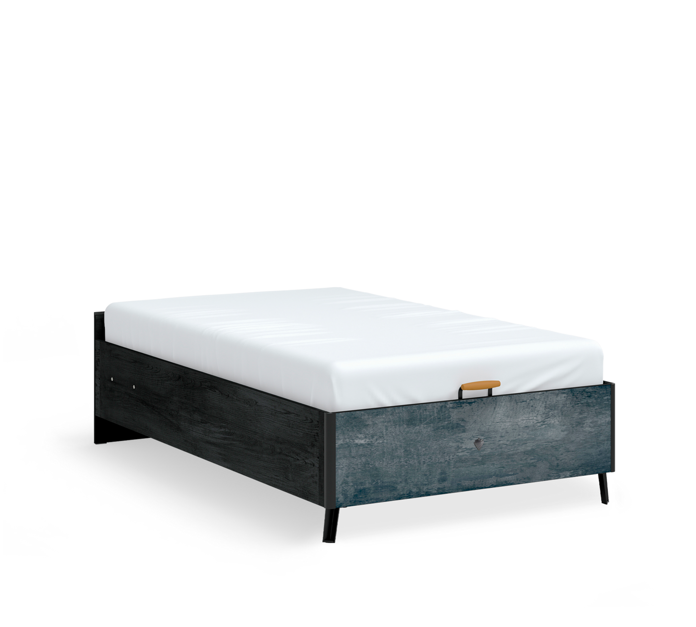 Dark Metal Headless Bed With Base (120x200 cm)