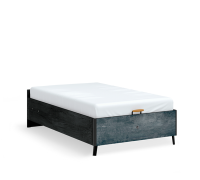 Dark Metal Headless Bed With Base (120x200 cm)