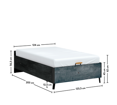 Dark Metal Headless Bed With Base (120x200 cm)