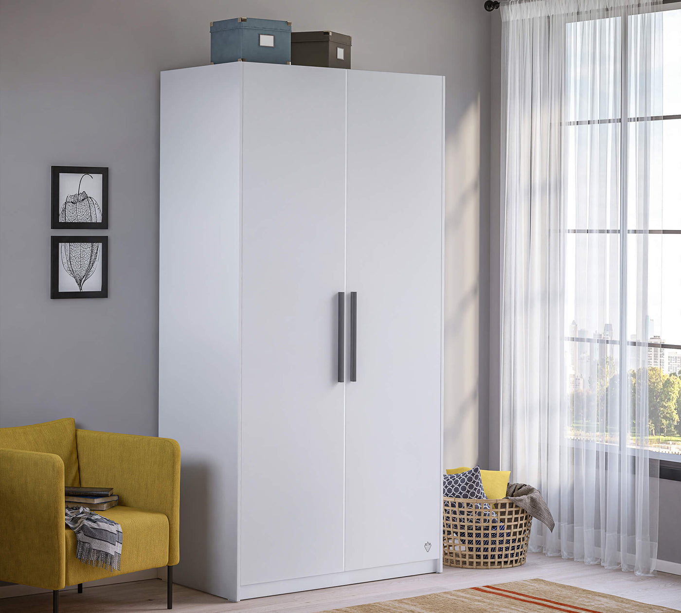 White Kleiderschrank mit 2 Türen