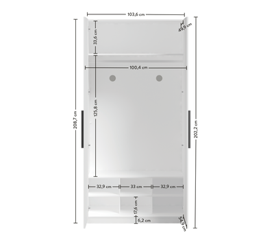 White Kleiderschrank mit 2 Türen