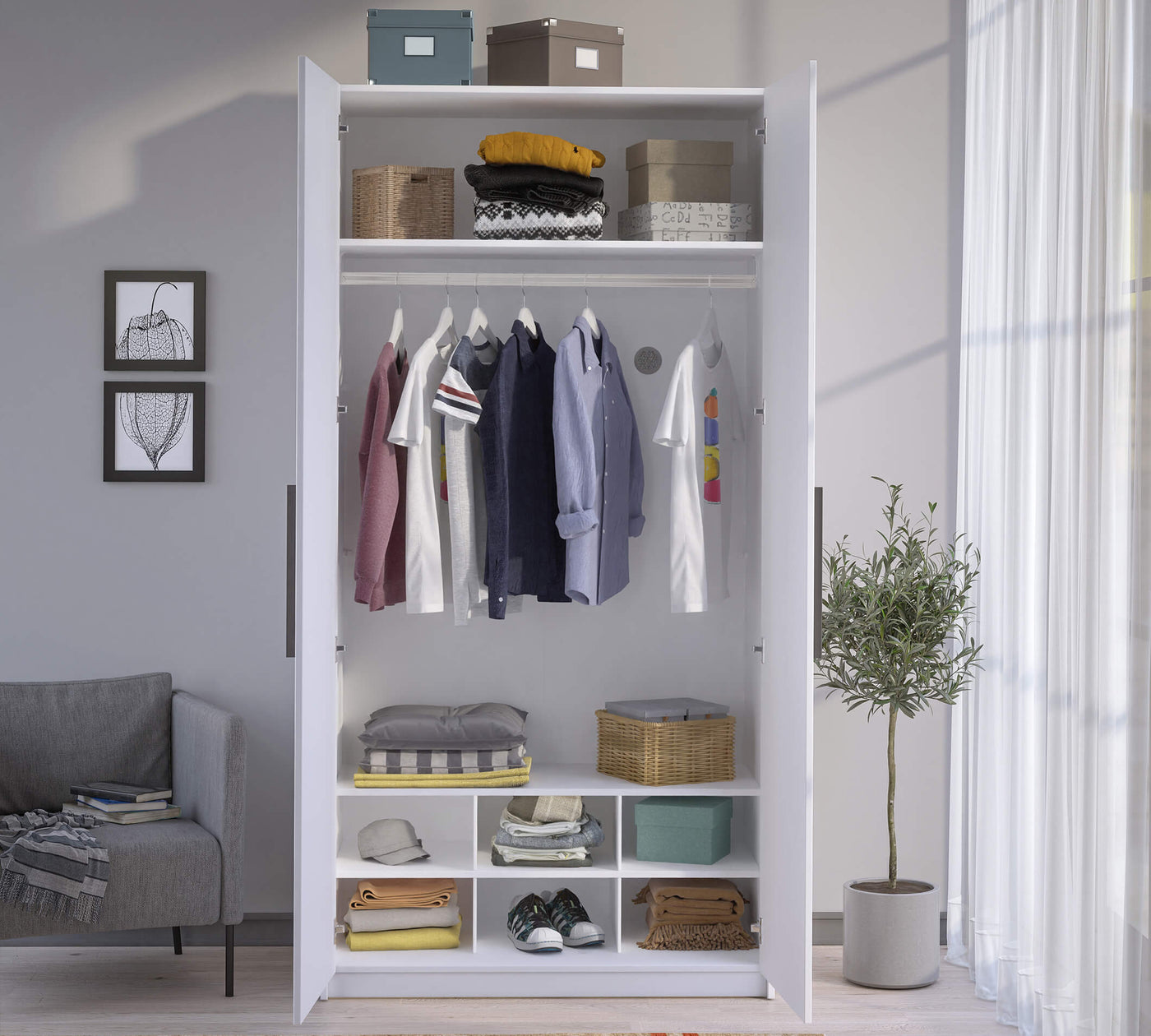 White Kleiderschrank mit 2 Türen