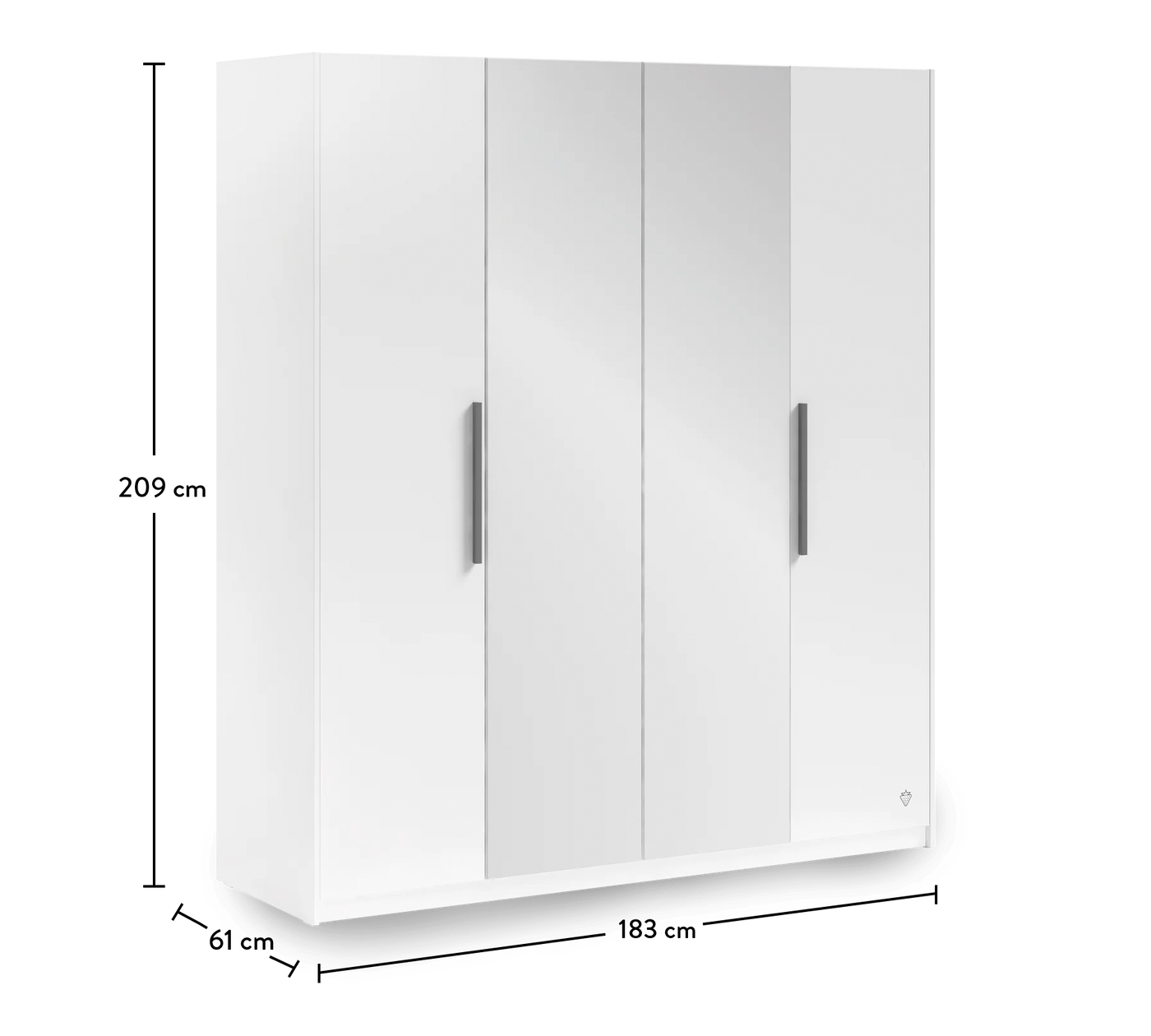 White 4 Doors Wardrobe