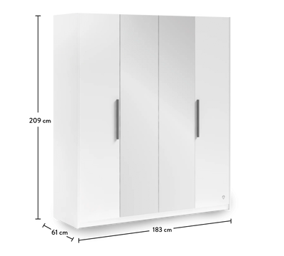 White 4 Türen Kleiderschrank