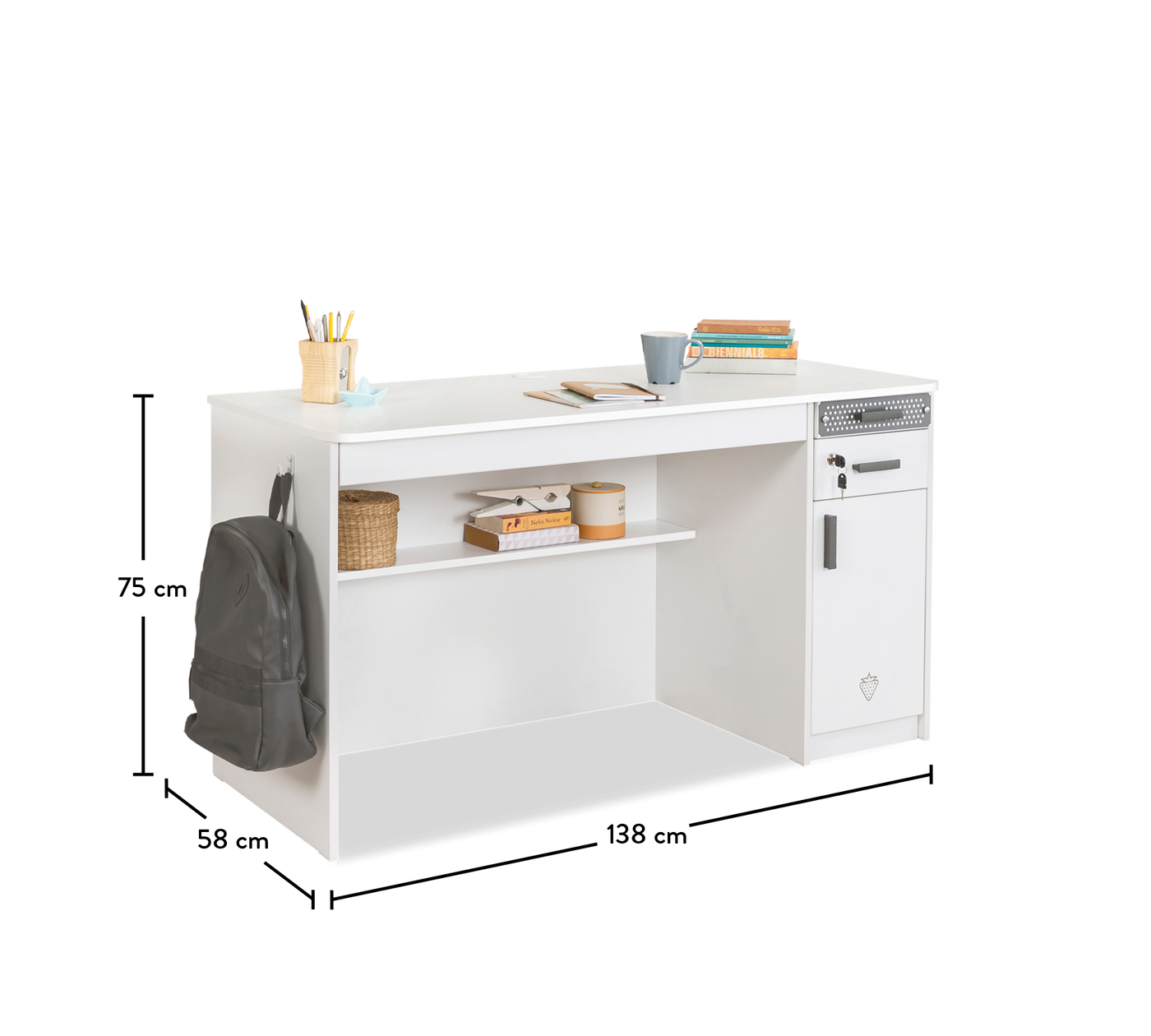 WHITE, طاولة مكتب حجم كبير