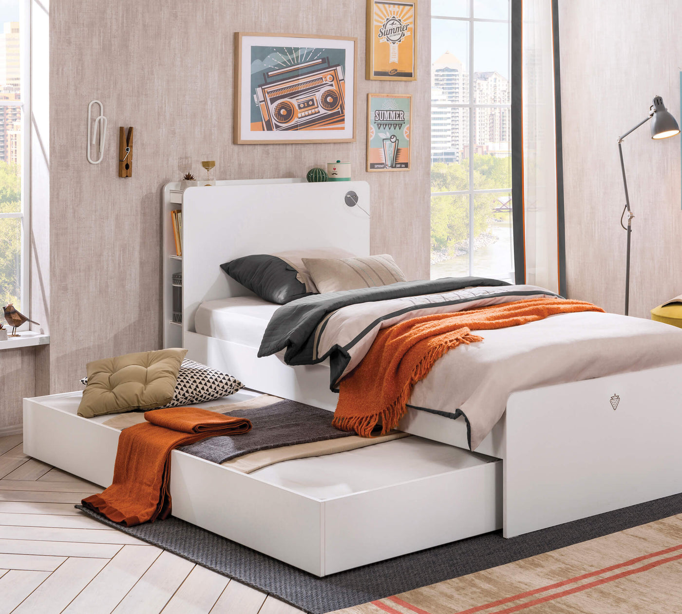 White pull-out Bed (90x190 cm)