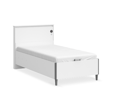 White Bed With Base Flat Headboard