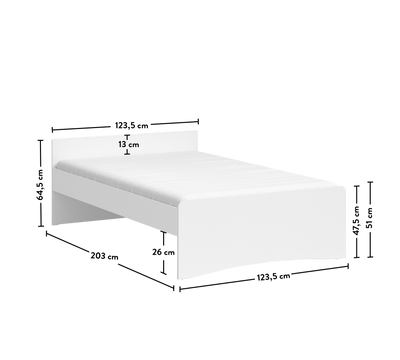 White Headless Bed (120x200 cm)