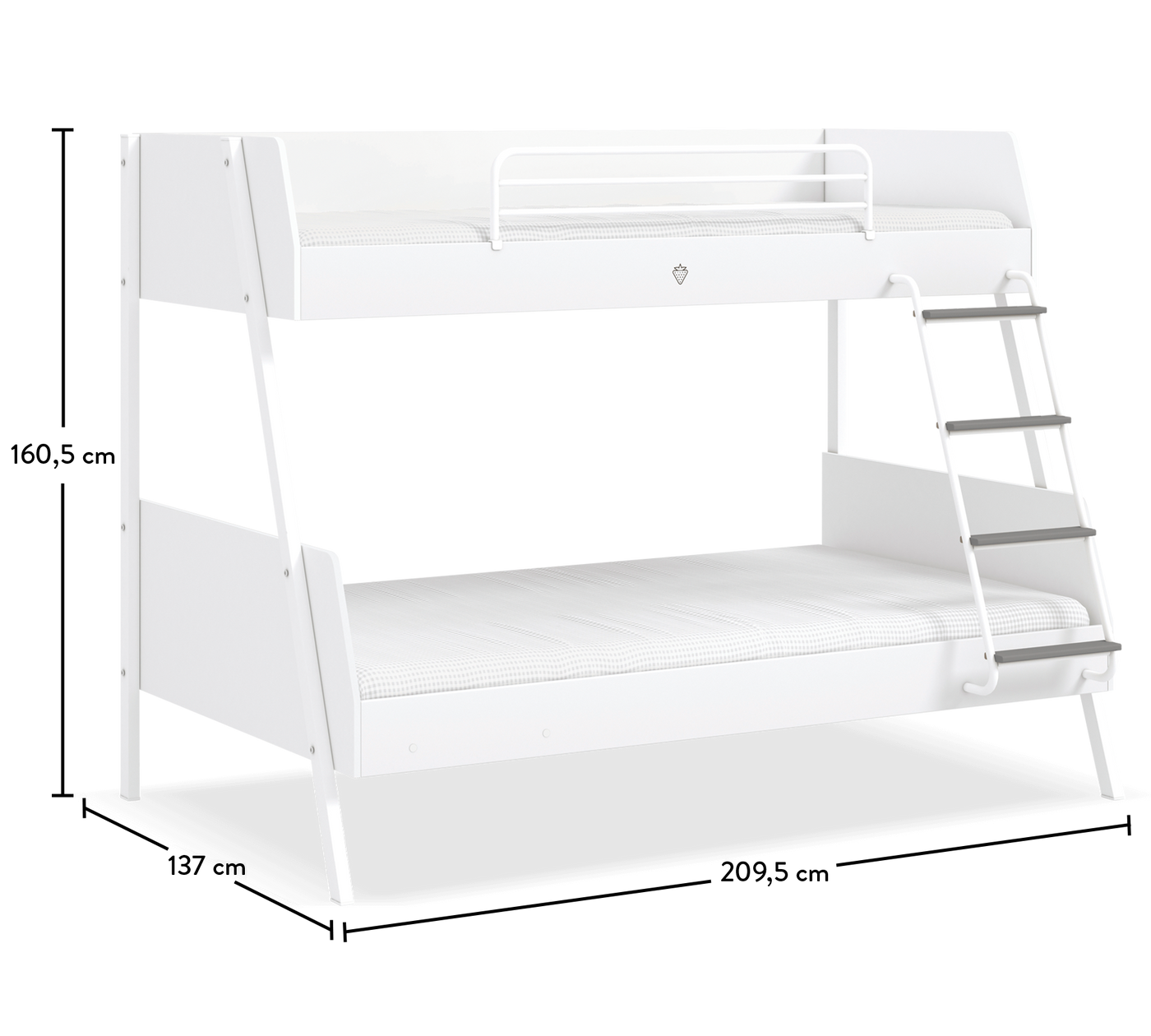 White Large Bunk Bed (90x200-120x200 cm)