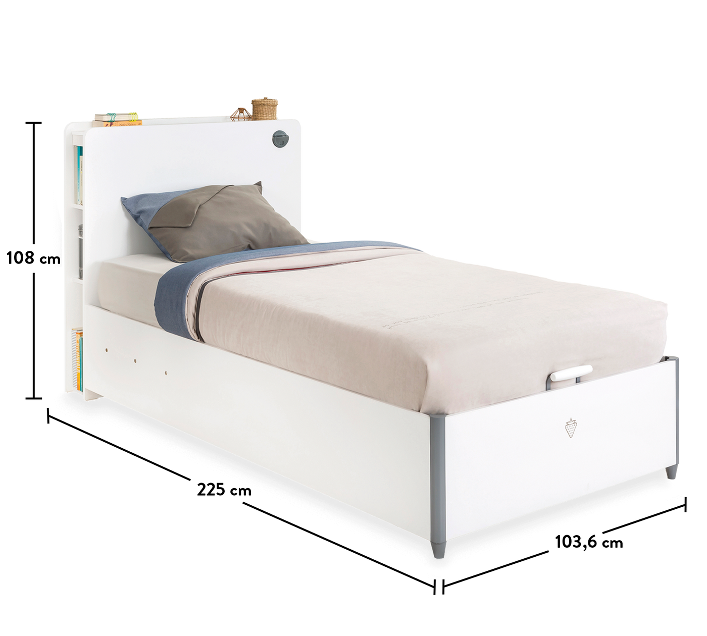WHITE, سرير مع مخزن (100X200 سم)