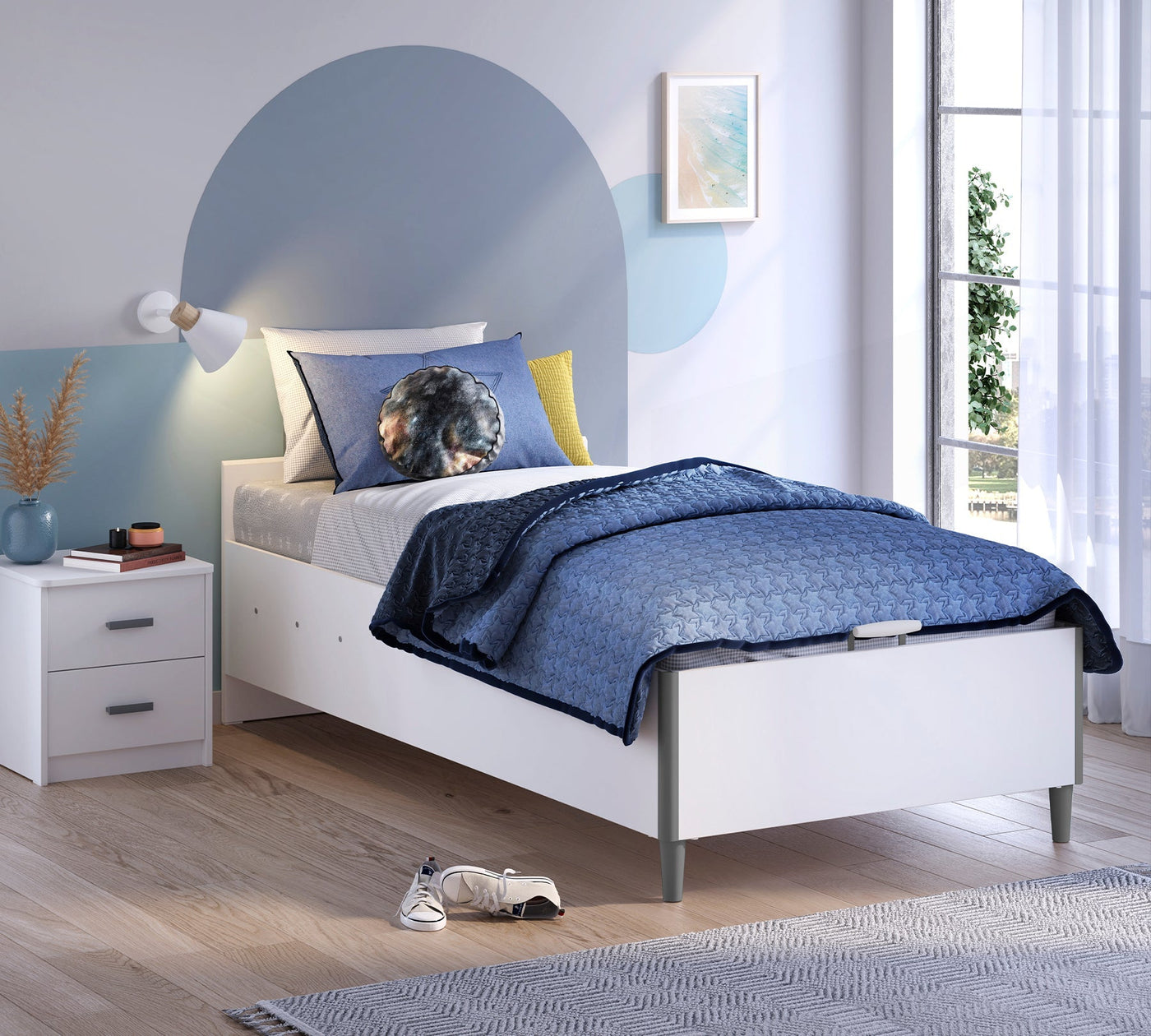 White Headless Bed With Base (120x200 cm)