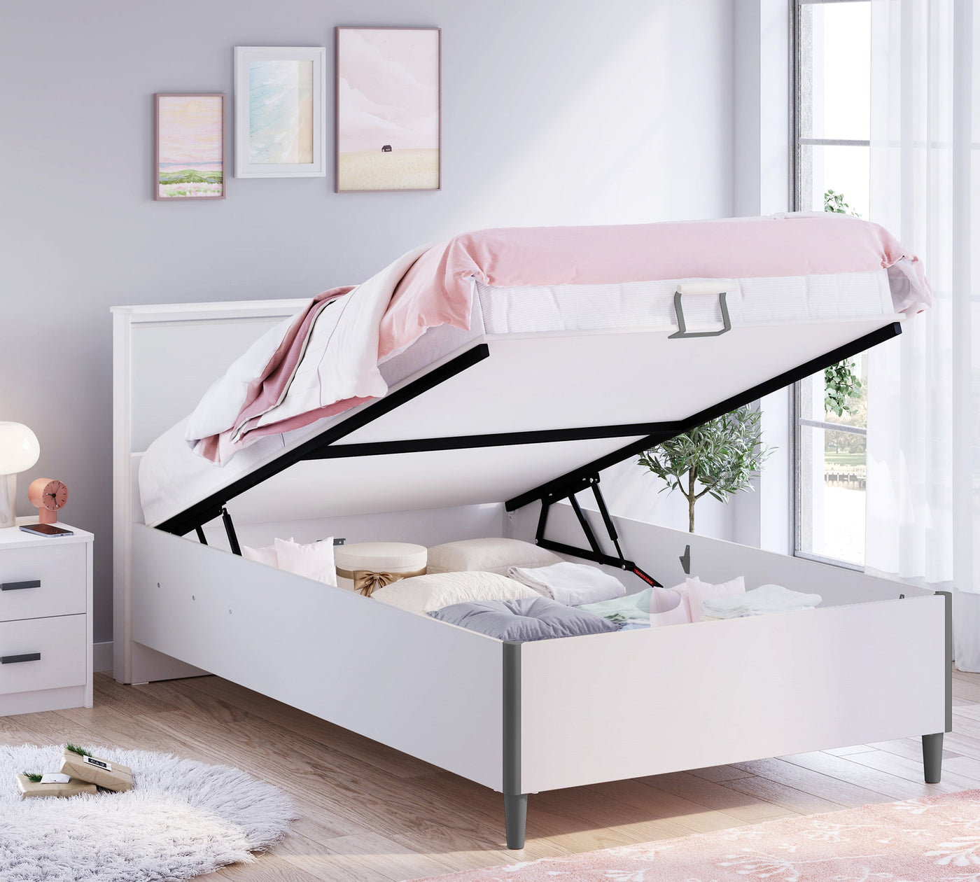 White Headless Bed With Base (120x200 cm)