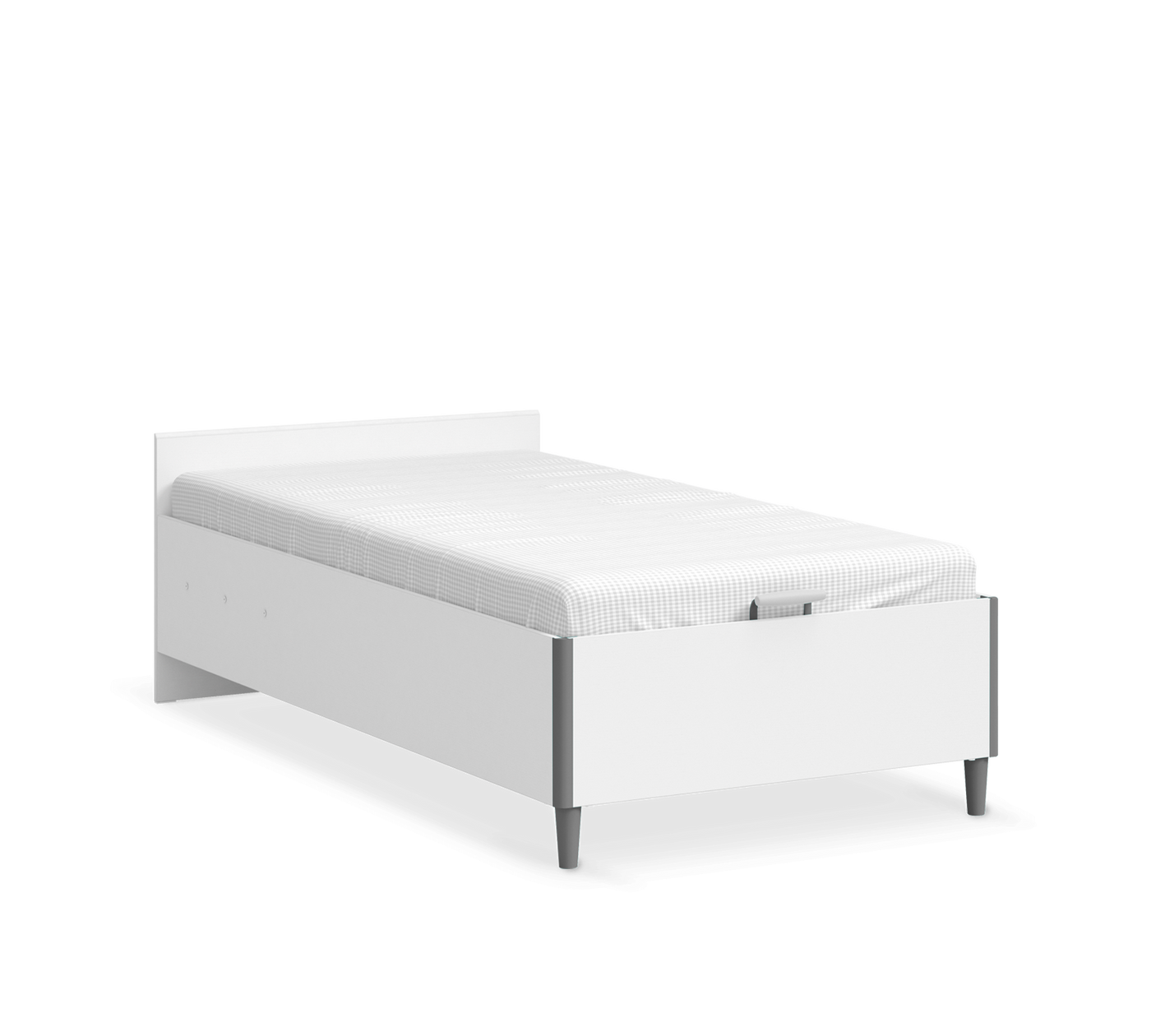 White Bed With Base Flat Headboard